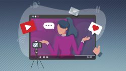 illustration of woman on on a video playback screen